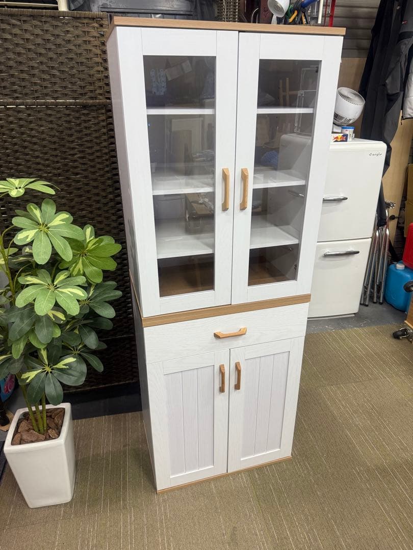 【超美品】ナフコ セリカシリーズ キャビネット　食器棚60HD 60Gセット