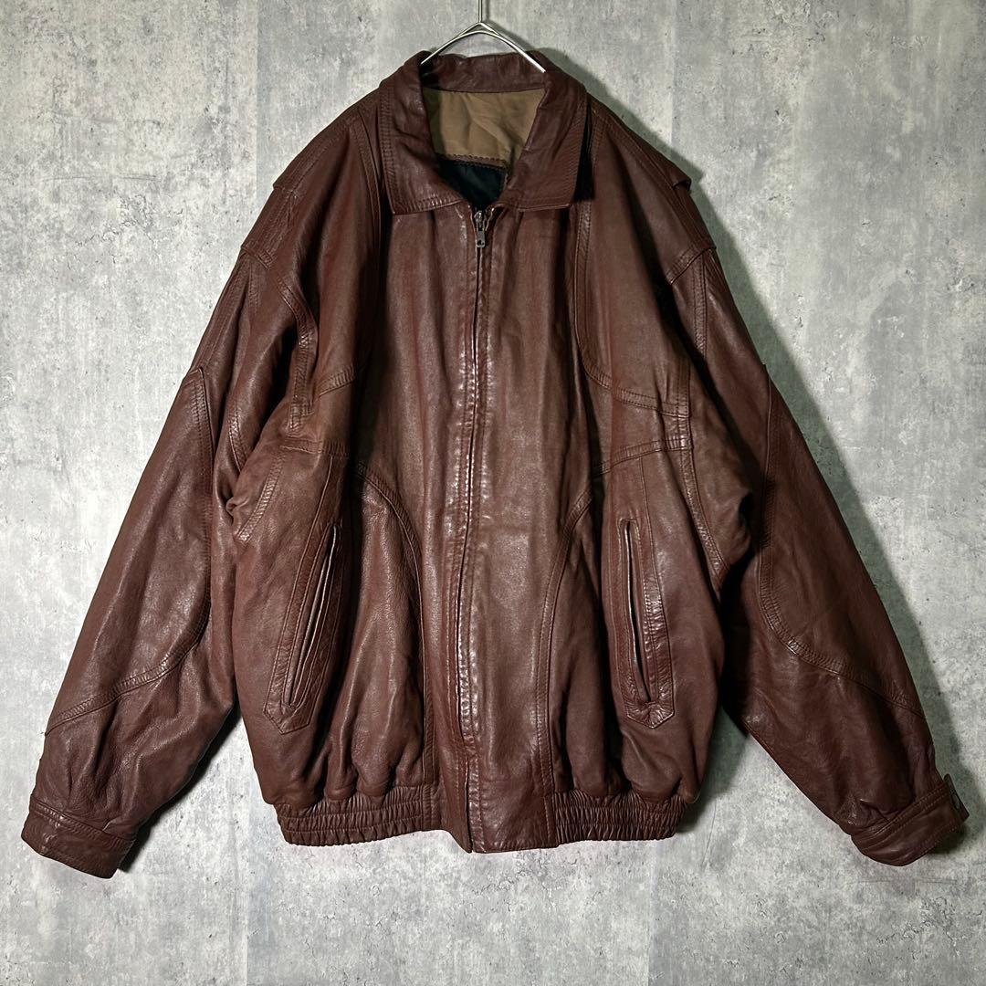 極上 スペイン製 レザー ジャケット 本革 茶色 短丈 ヴィンテージ