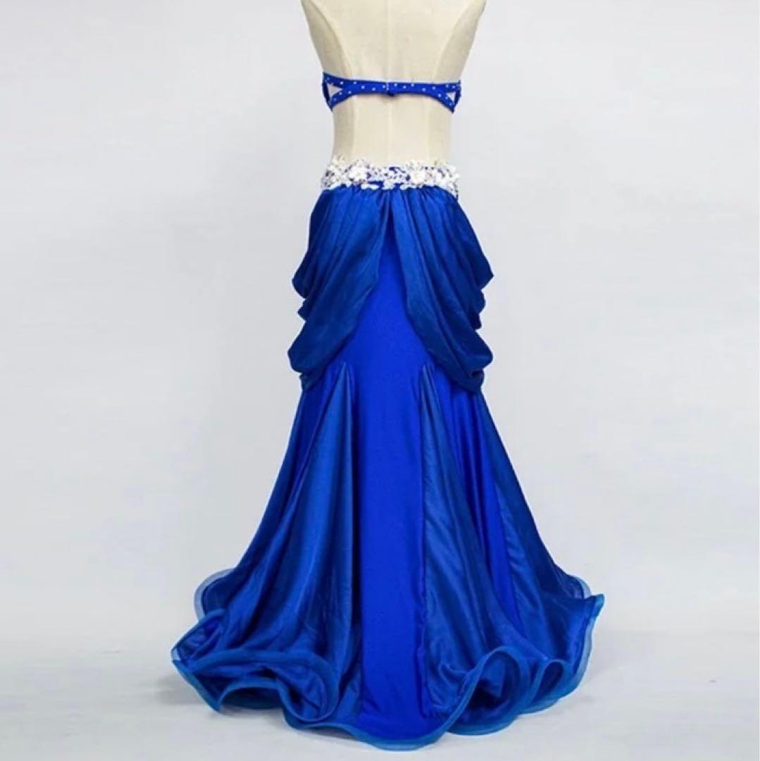 ベリーダンス　XXL 衣装　青　ホルターネック