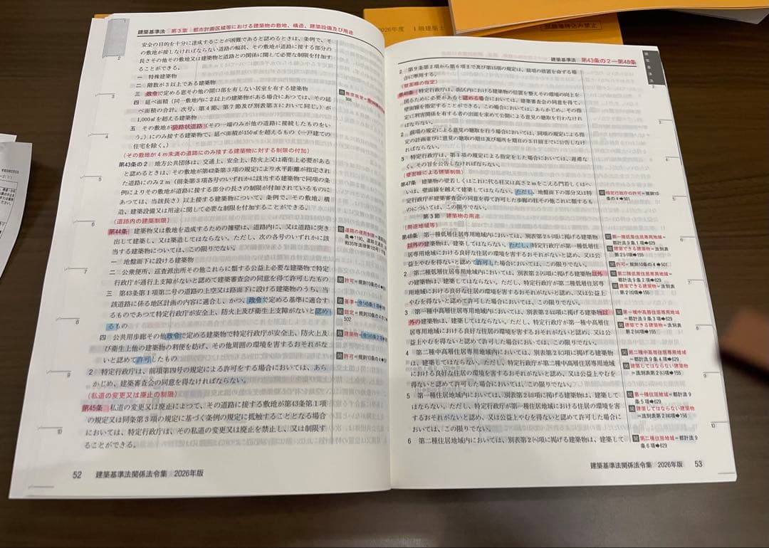 建築基準法関係法令集 2026 一級建築士　マーカー済み