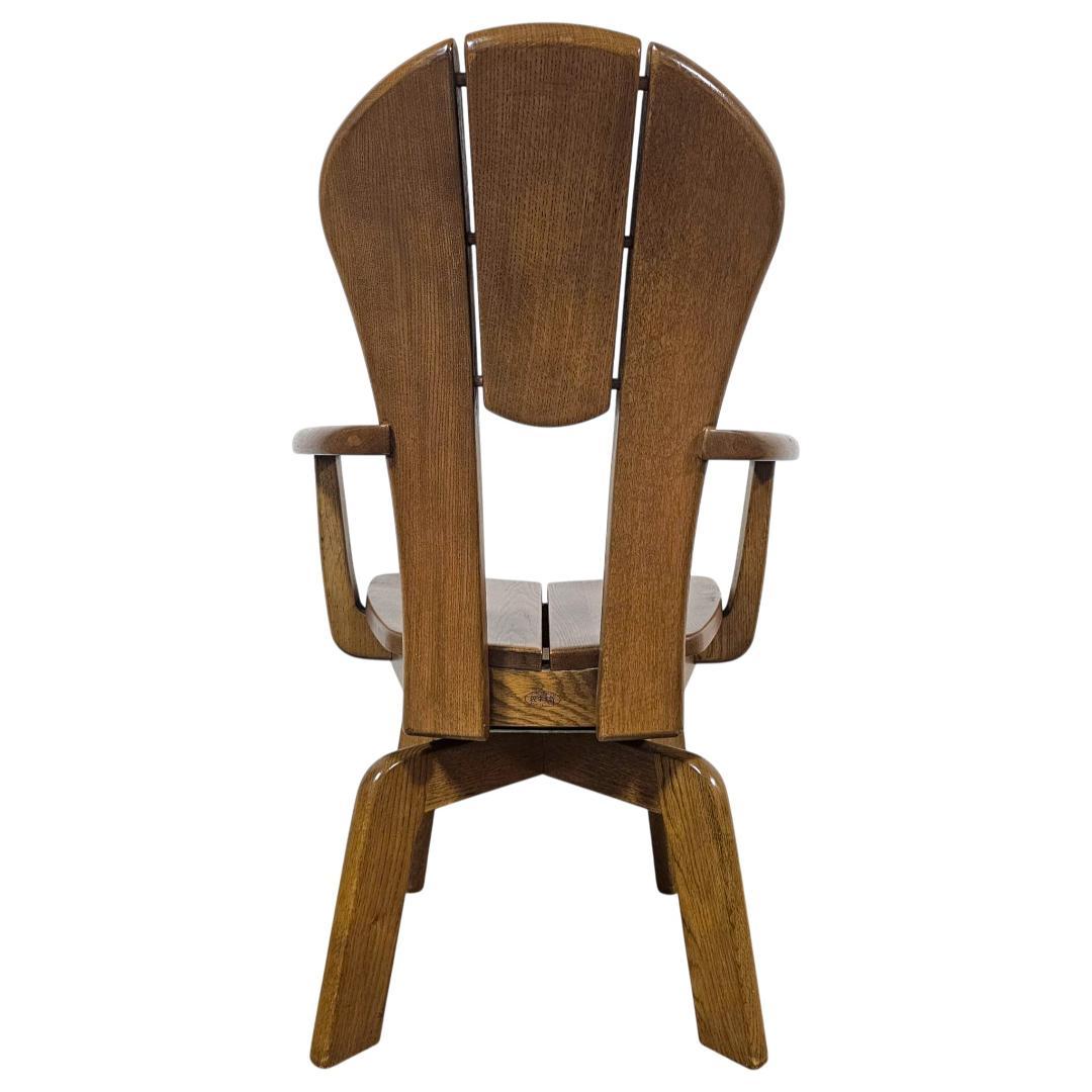 浜本工芸 回転アームチェア② ダイニングチェア 板座 木製 国産家具 刻印有