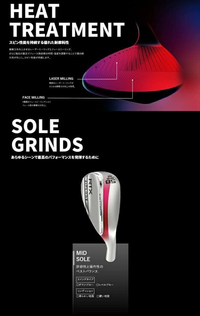 新品 レフティー RTX ブラックサテン ウェッジ 52° NS950NEO S