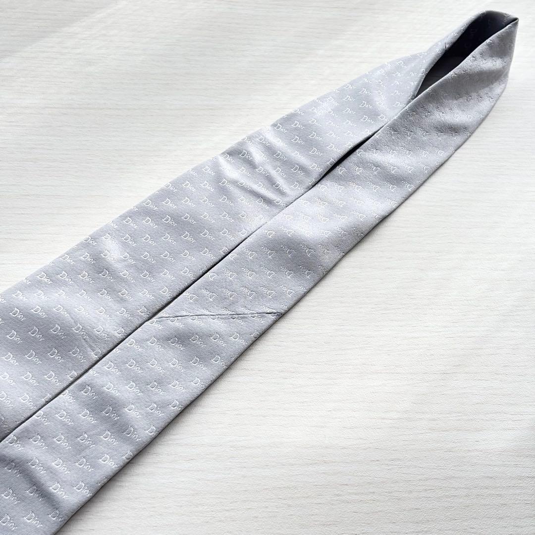 Dior homme ディオールオム ロゴ 総柄 グレー シルク ネクタイ