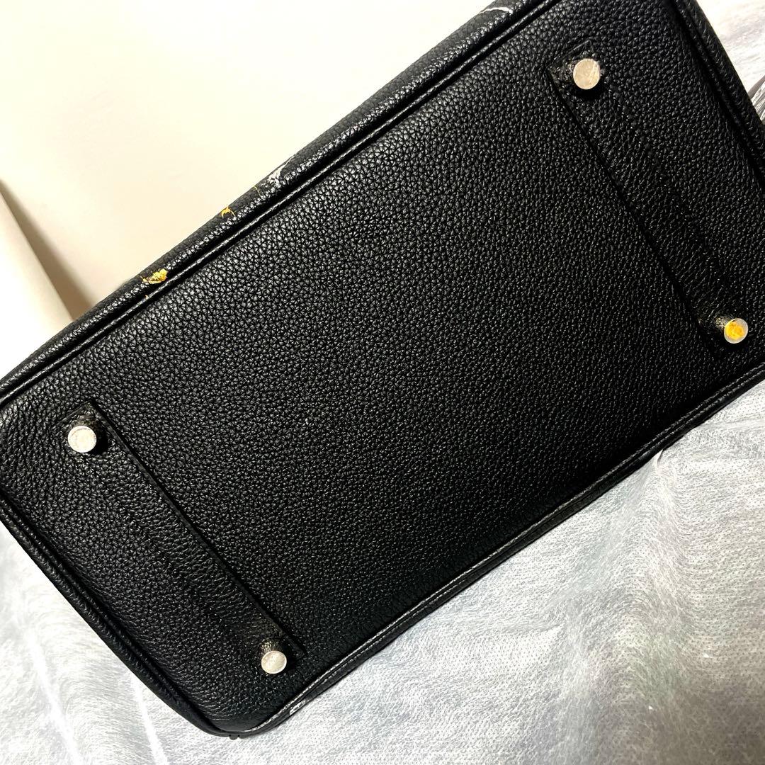 m*☆様 現品限り1点のみ。世界に1つ！バーキン30 本革トゴ　ブラック　シルバ