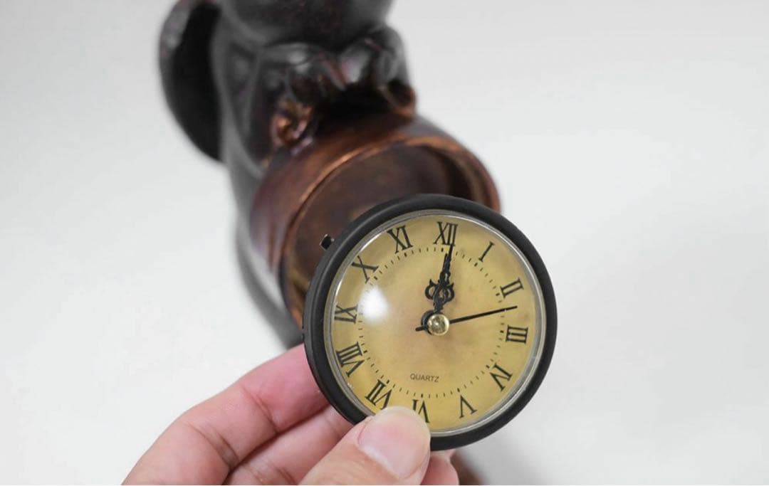 アンティーク　ぶたさん　時計　置き物