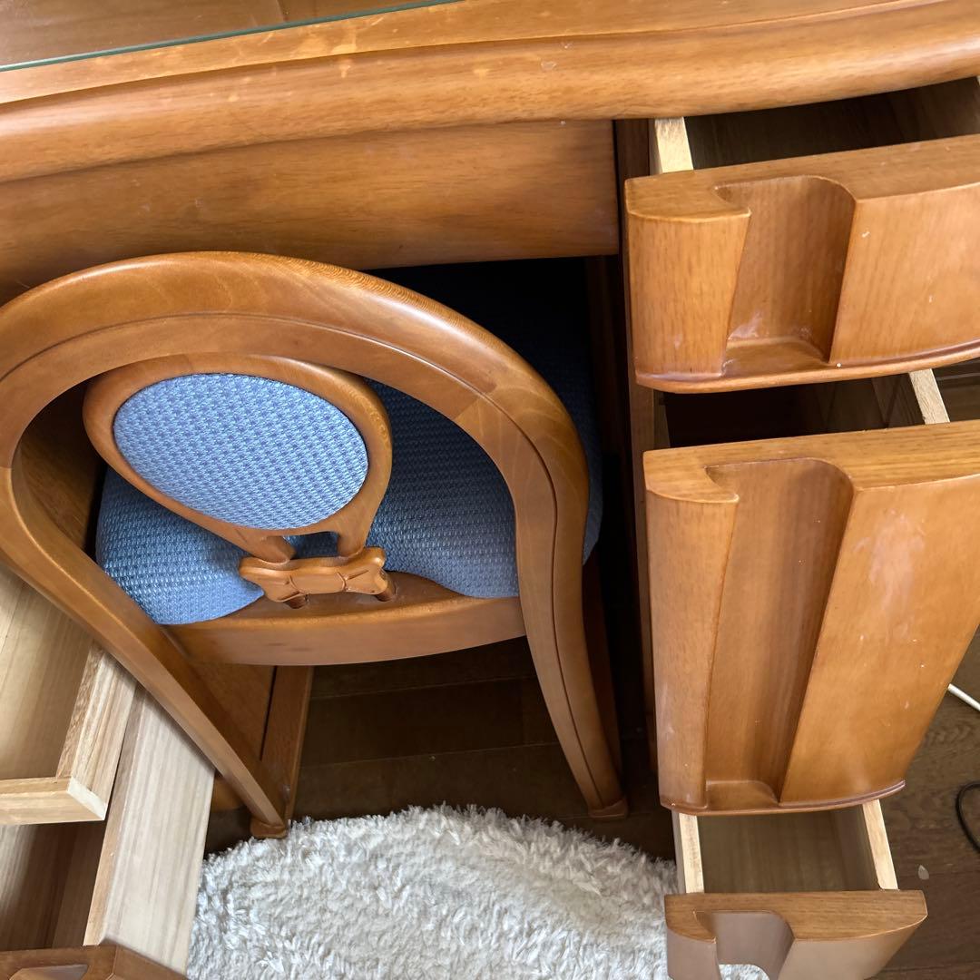 鏡台　高級三面鏡　オーク　隠し扉　フランスミラー　　椅子別売り