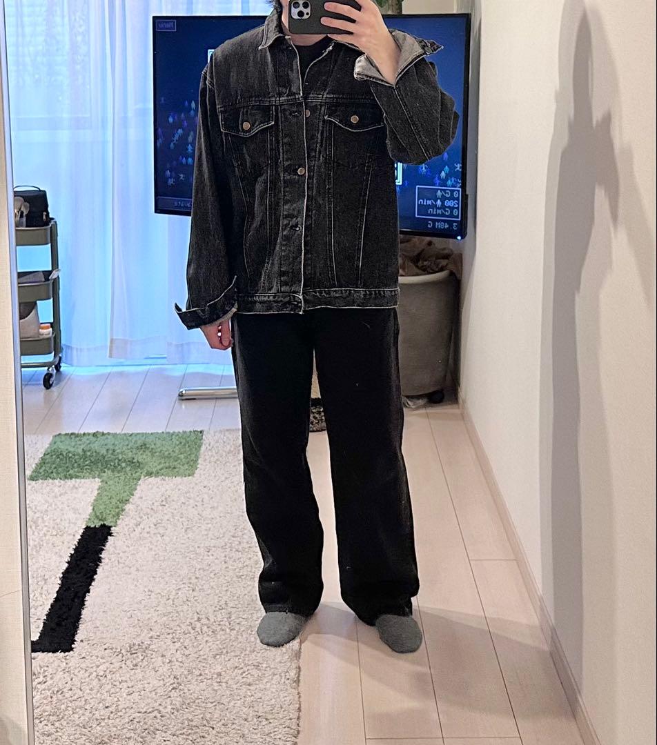 1980s90s CAPELLA 先染めブラック　デニムジャケット　XL