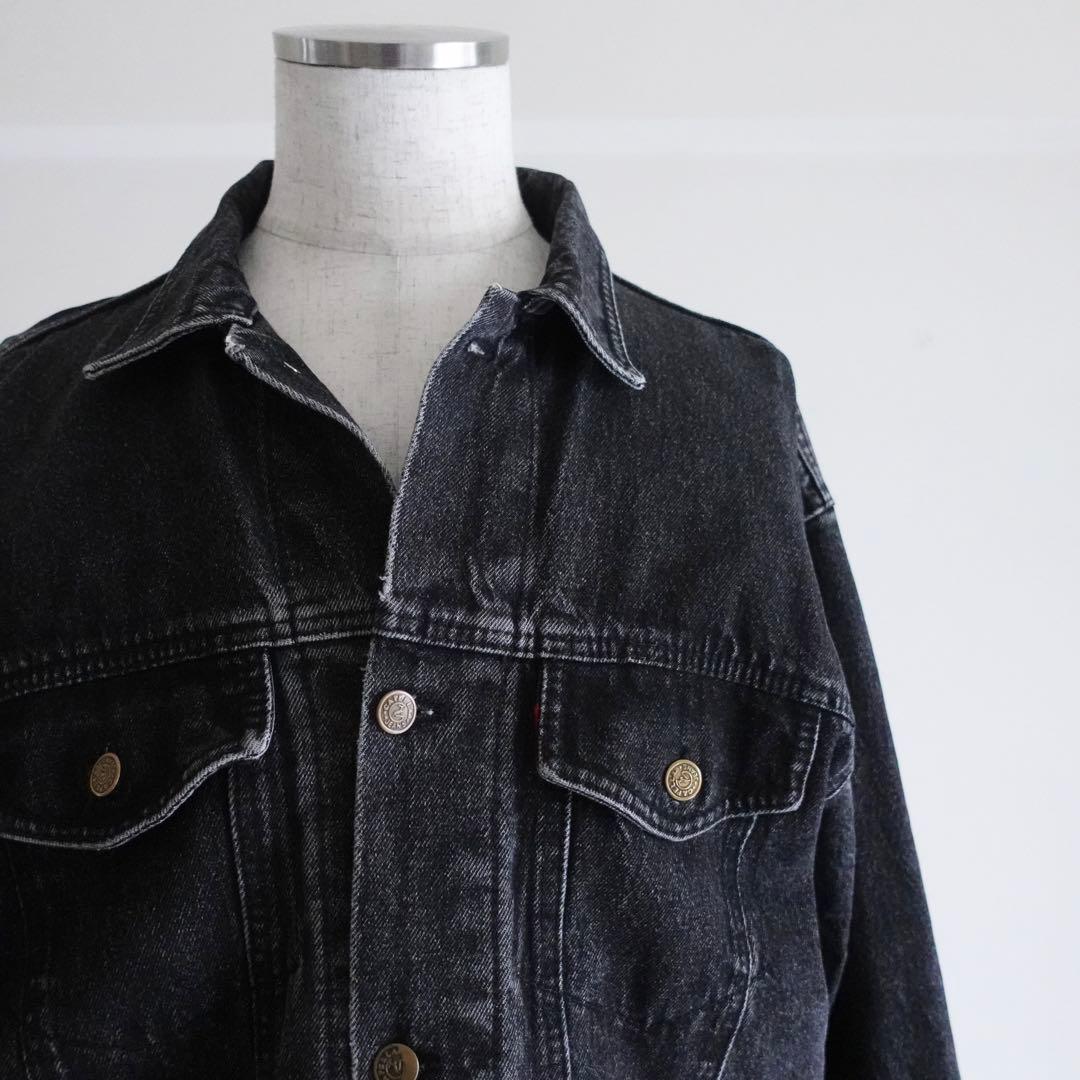 1980s90s CAPELLA 先染めブラック　デニムジャケット　XL