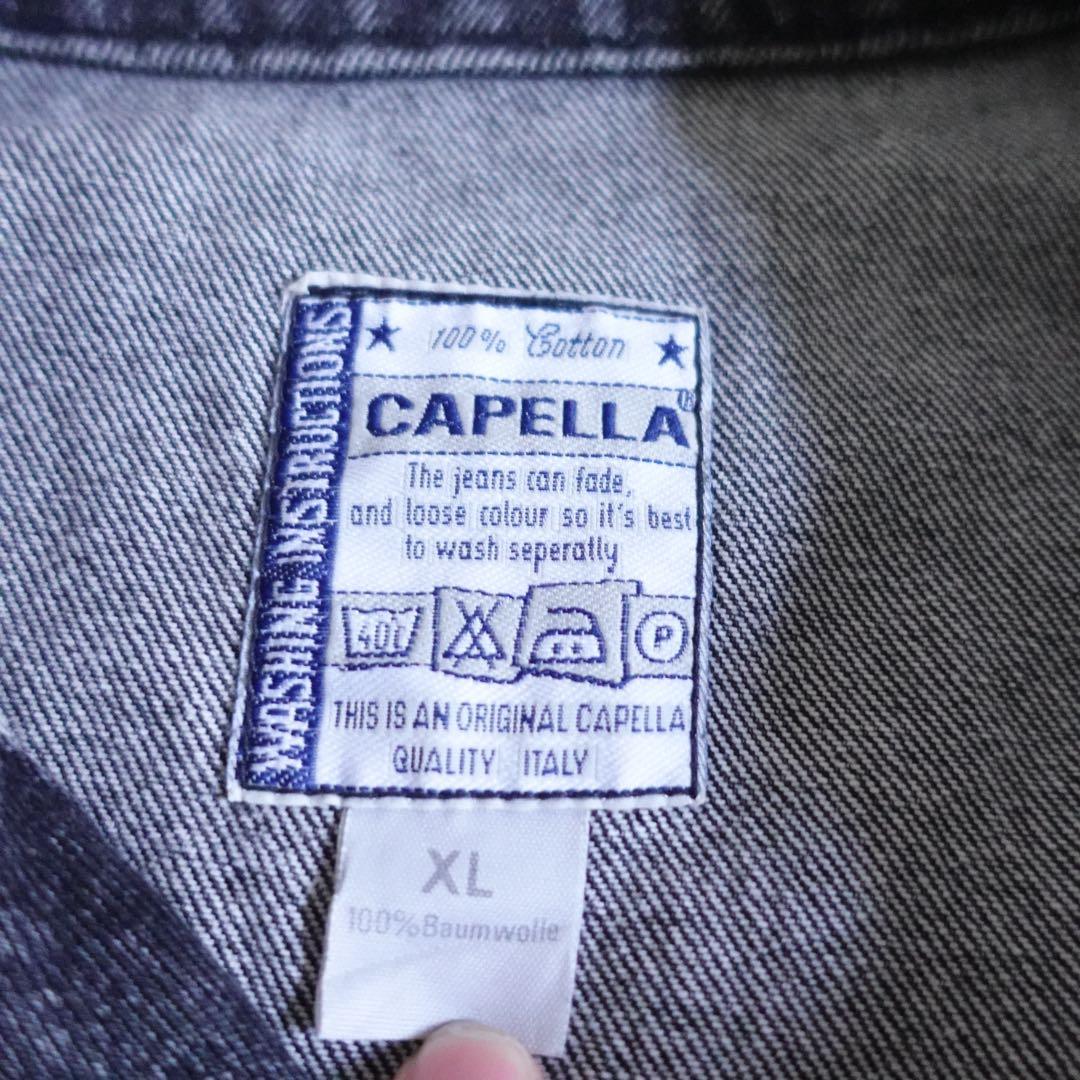 1980s90s CAPELLA 先染めブラック　デニムジャケット　XL