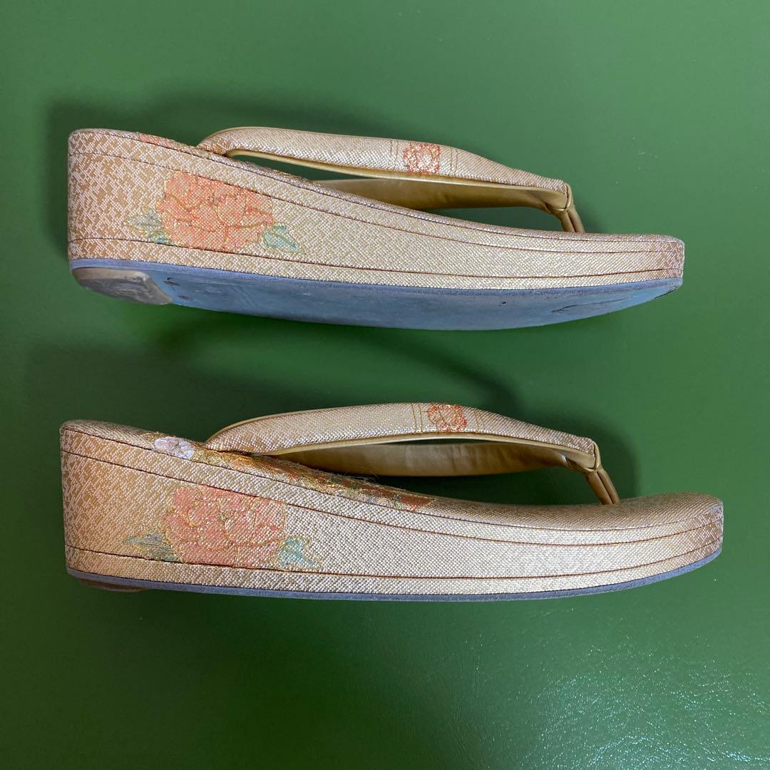 礼装用　和装用　草履バッグ　金 花模様刺繍＊QF