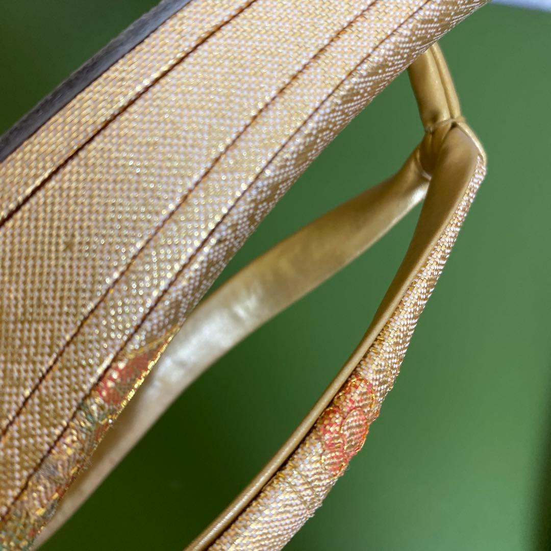 礼装用　和装用　草履バッグ　金 花模様刺繍＊QF