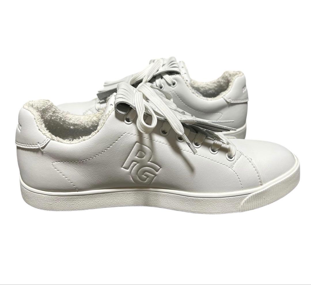 新品 パーリーゲイツ ゴルフシューズ キルトタンローカット ホワイト 24.5㎝