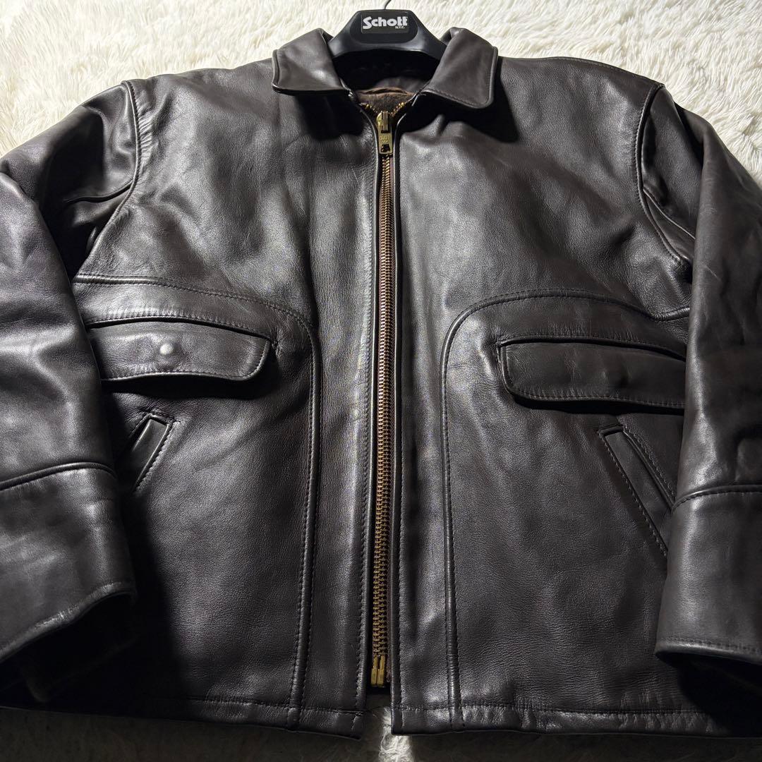 d*2様 【米国製】schott レザージャケット　本革　ブラウン　48 ビッグ