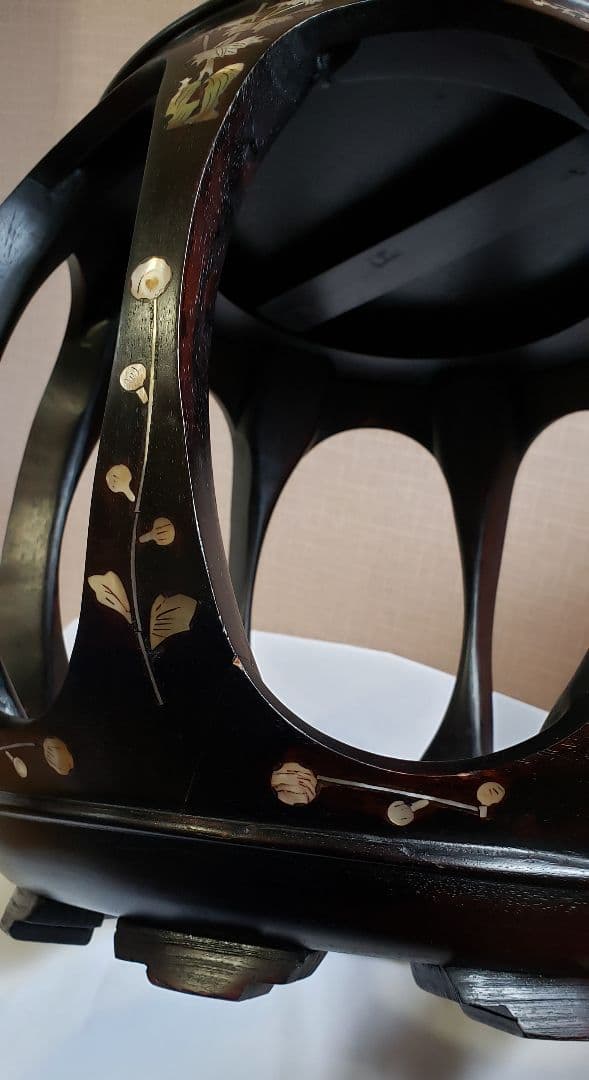 螺鈿 丸椅子 スツール 腰掛け 中国美術 工芸品 唐木 2客