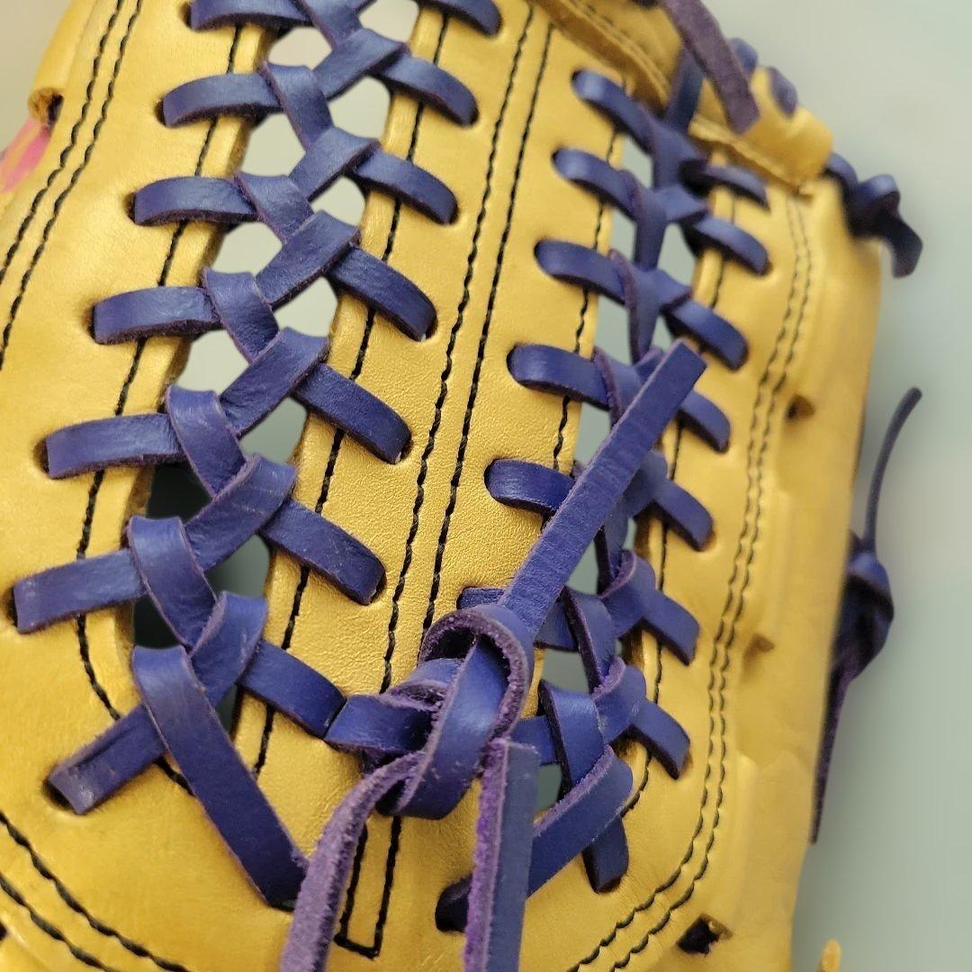 adidas 軟式グローブ ピンク/黒/紫/金