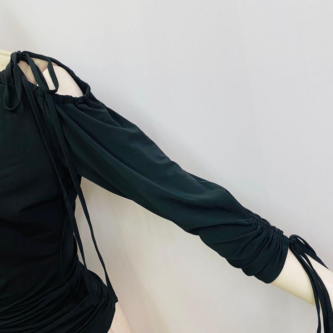 Ｙ5407★SM★【チャコット】黒/ドロストリボン/トップス☆社交ダンス