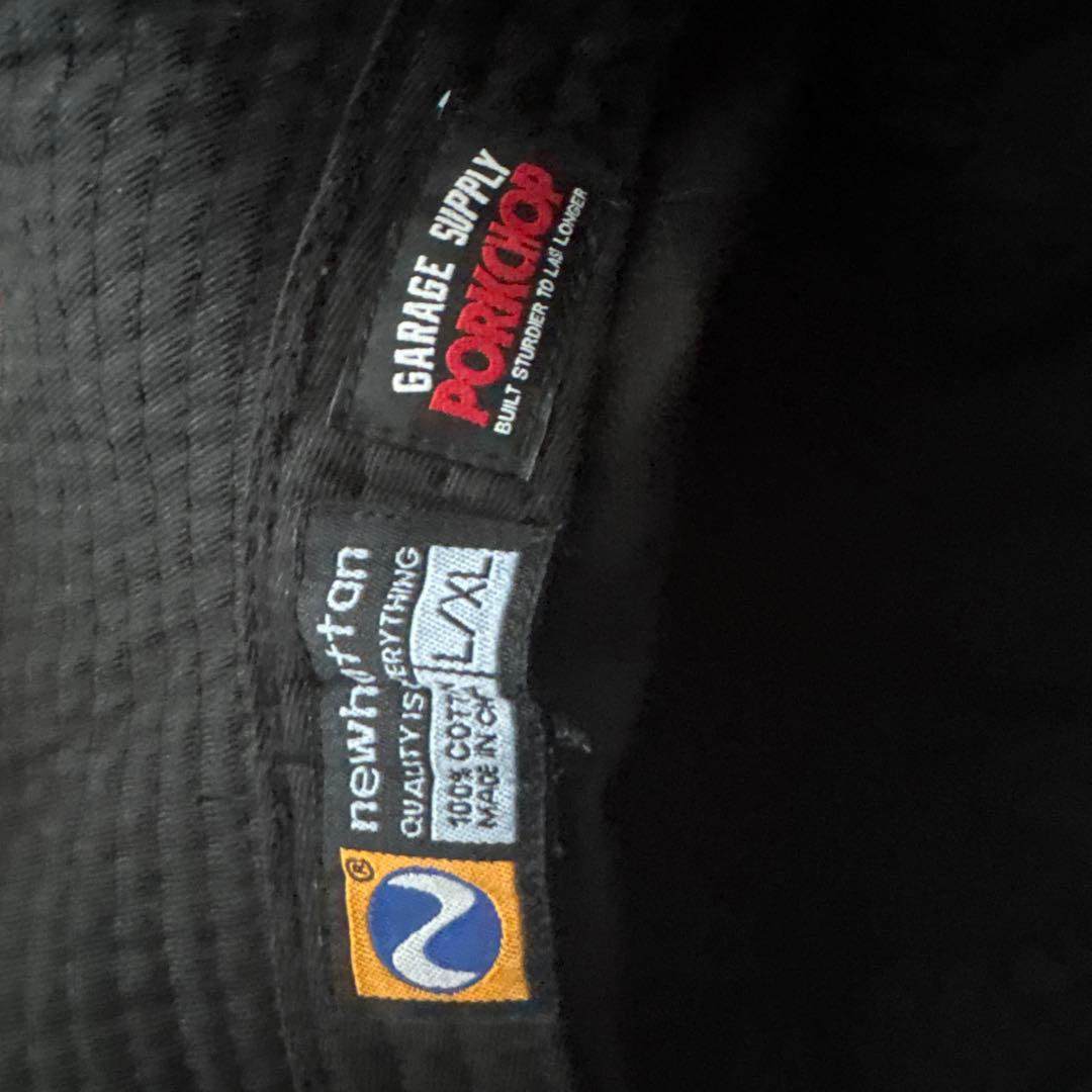 はさん専用 ポークチョップガレージサプライブラックバケットハット 刺繍ロゴ付き