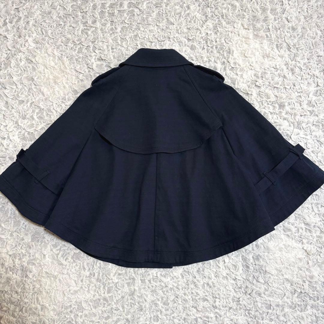 美品 BURBERRY ポンチョ ケープ コート ロゴ 金ボタン ネイビー 38