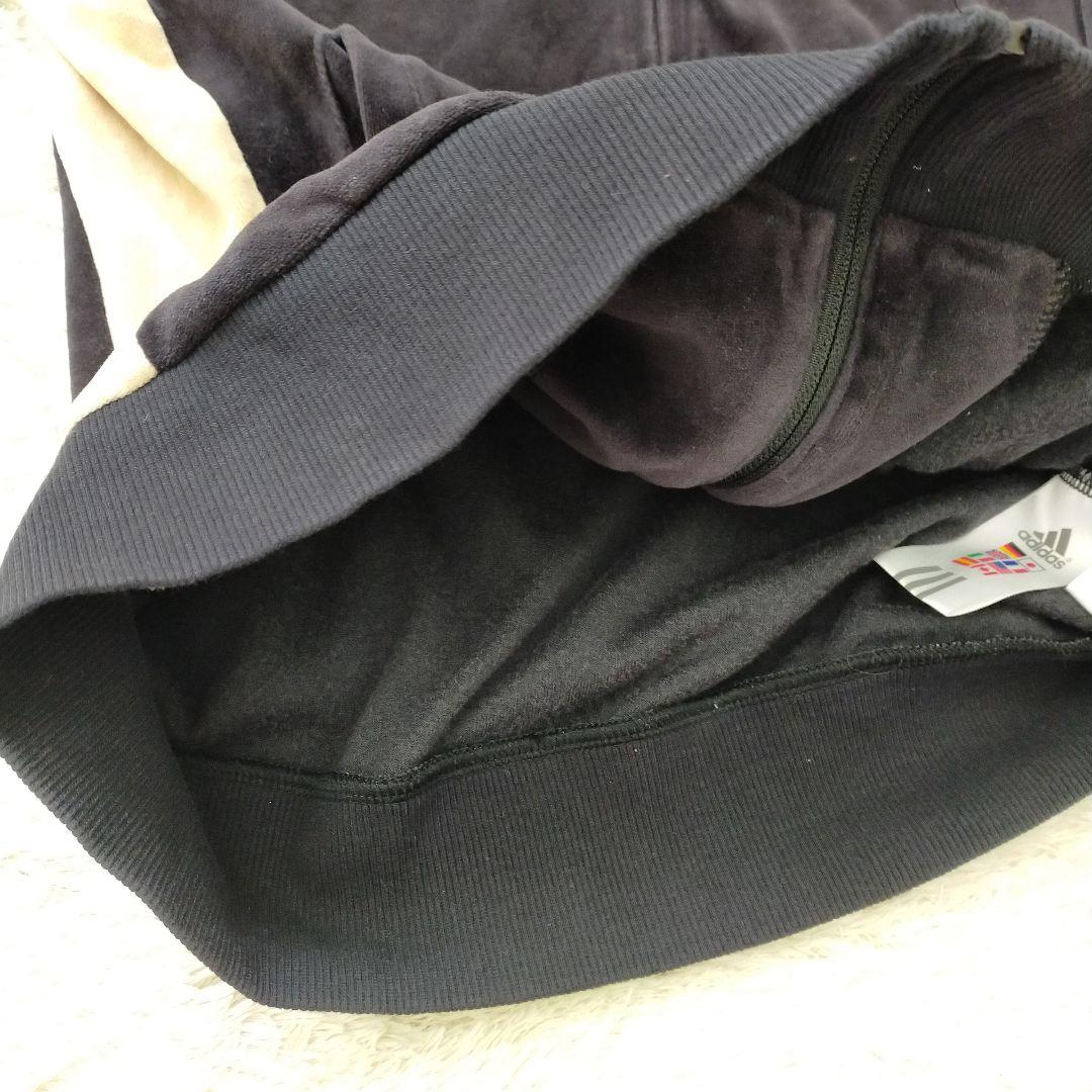 Y2K adidas ベロア トラックジャケット ブラック L　平成ロゴ