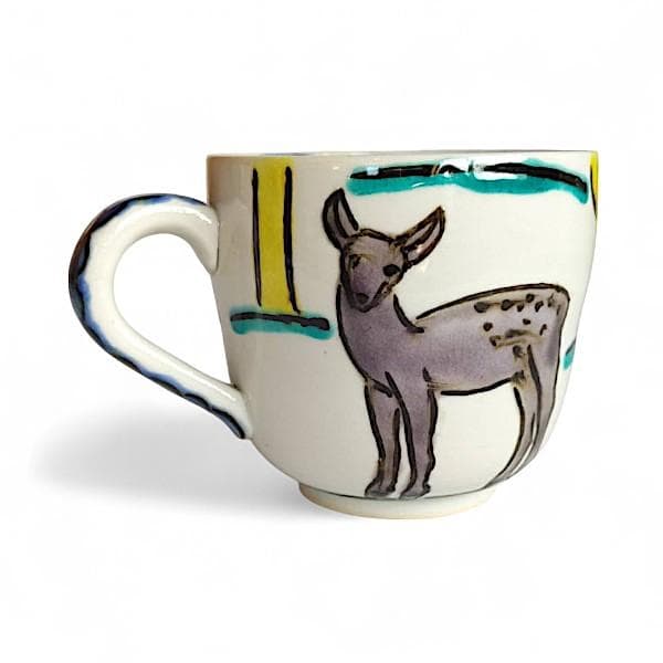 九谷焼 海部公子 絵付け カップ＆ソーサー 1客 共箱 黄布 経歴書 直筆サイン