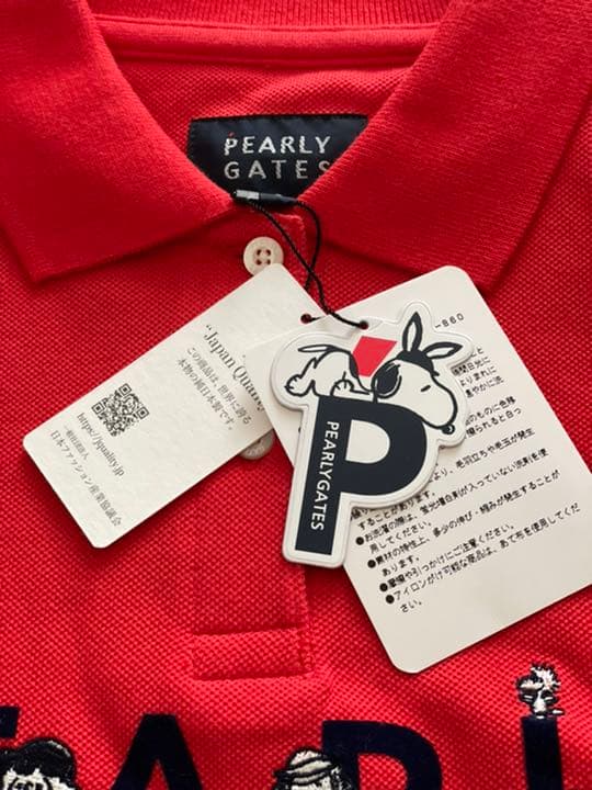 パーリーゲイツ×スヌーピー 鹿の子ポロシャツ　レッド　サイズ0