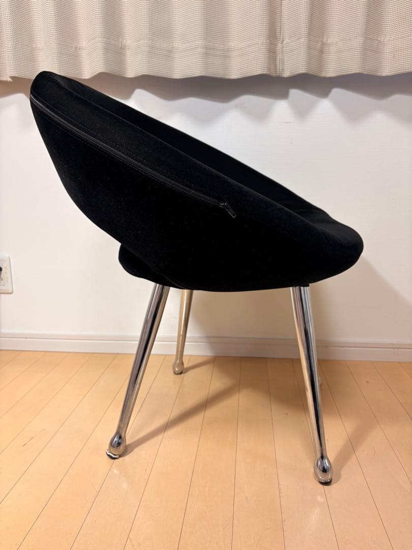 黒　布製　円形椅子　ヴィンテージ