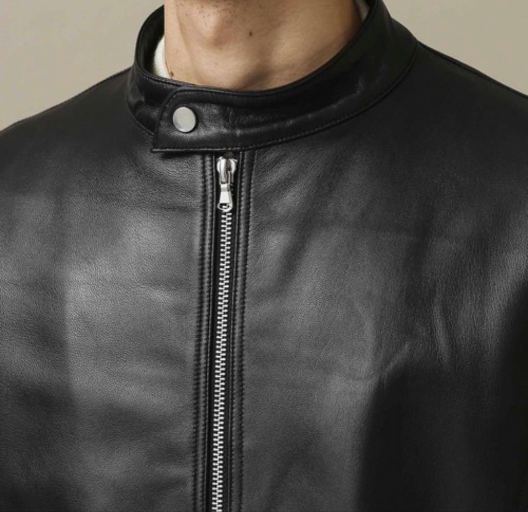 23日迄 nano・universe ラムレザー シングルライダースジャケット