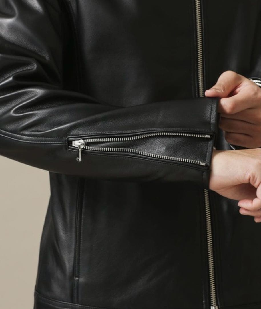 23日迄 nano・universe ラムレザー シングルライダースジャケット