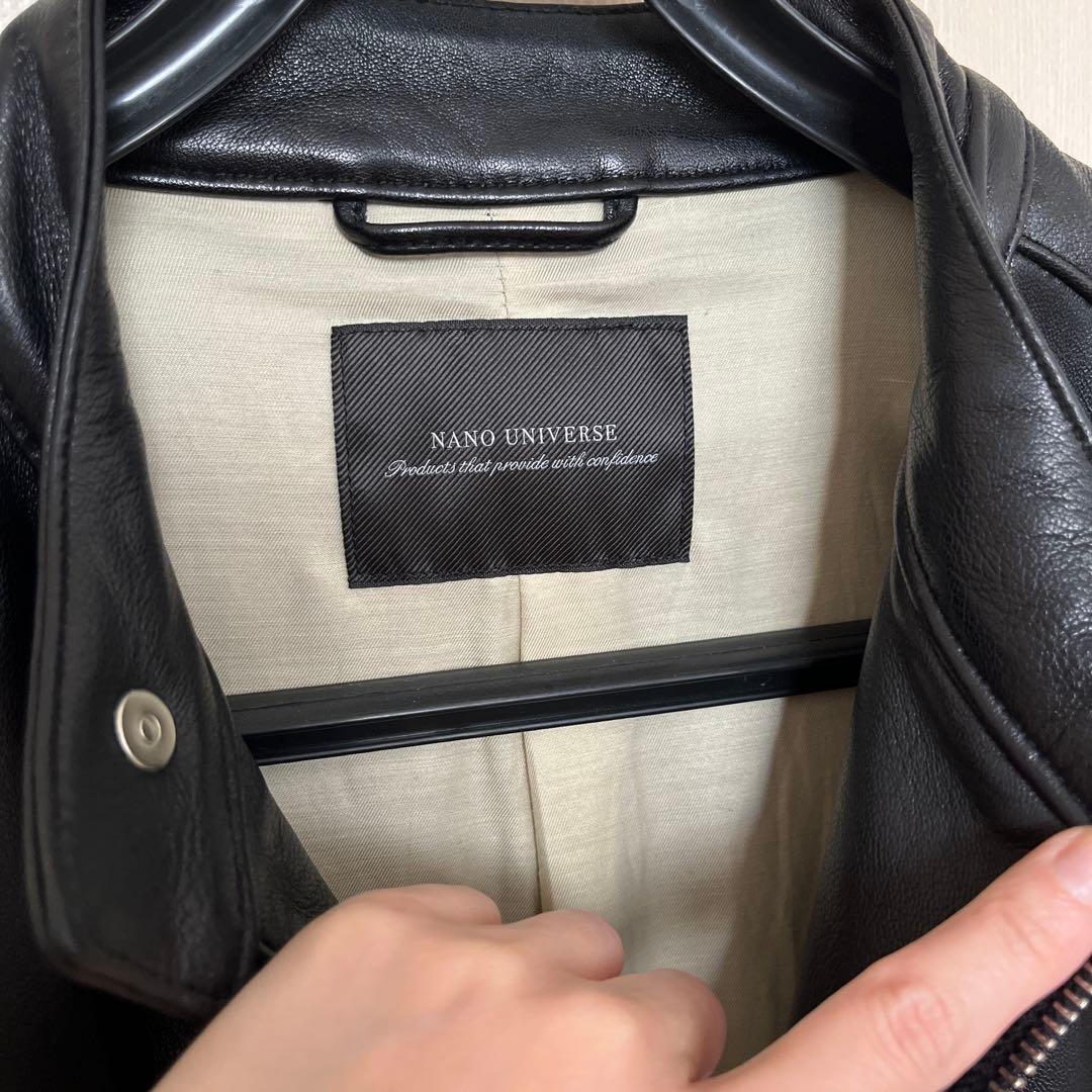 23日迄 nano・universe ラムレザー シングルライダースジャケット