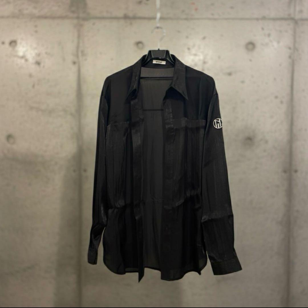 ⚪️DUYQ メンズ 022 ボイル生地 ダンス用シャツ 黒