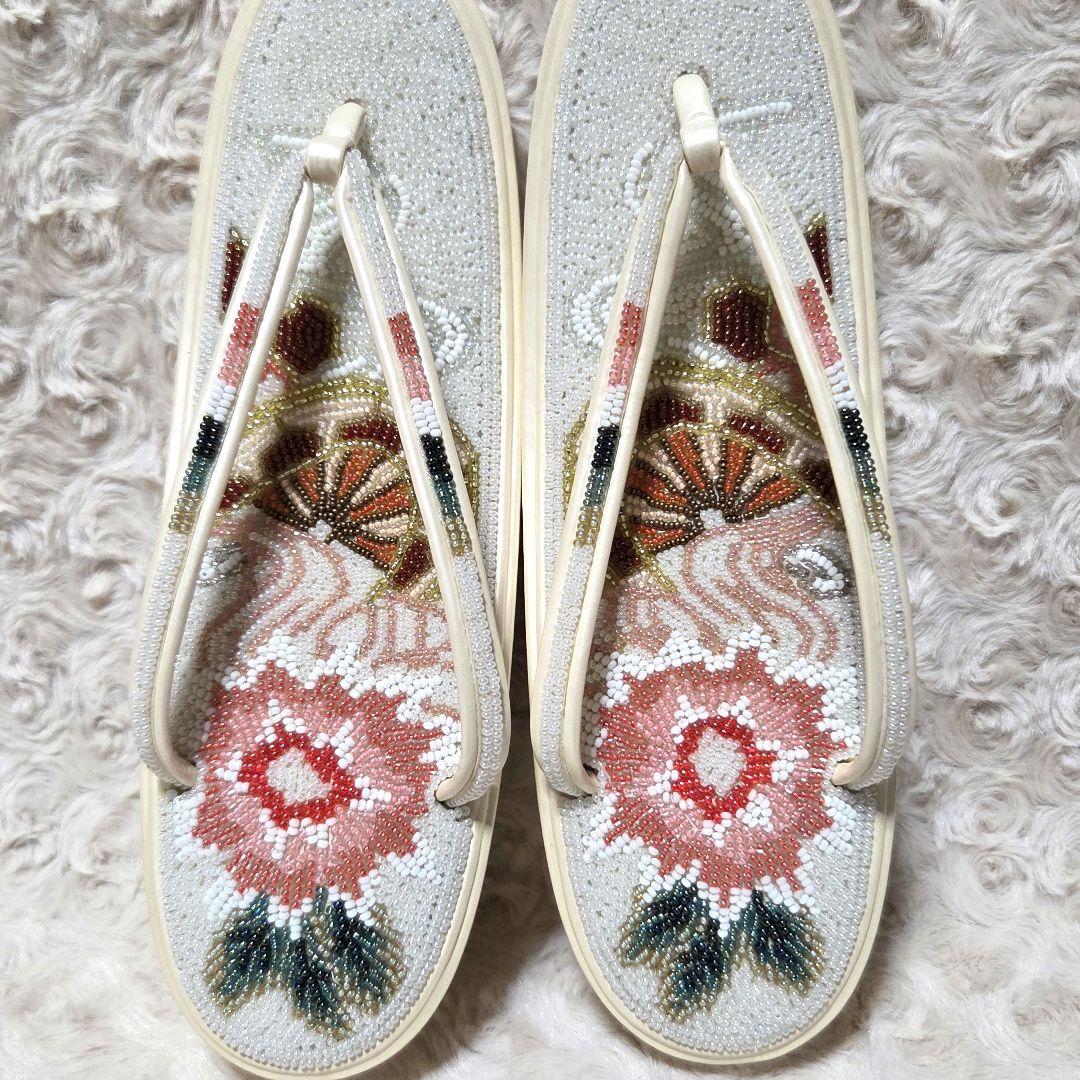 和装ビーズバッグと草履のセット　レトロ