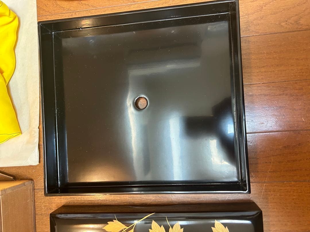 輪島塗 暁雲 本堅地布着 黒真塗 牡丹鈿入金蒔絵 文箱 未使用 保管品