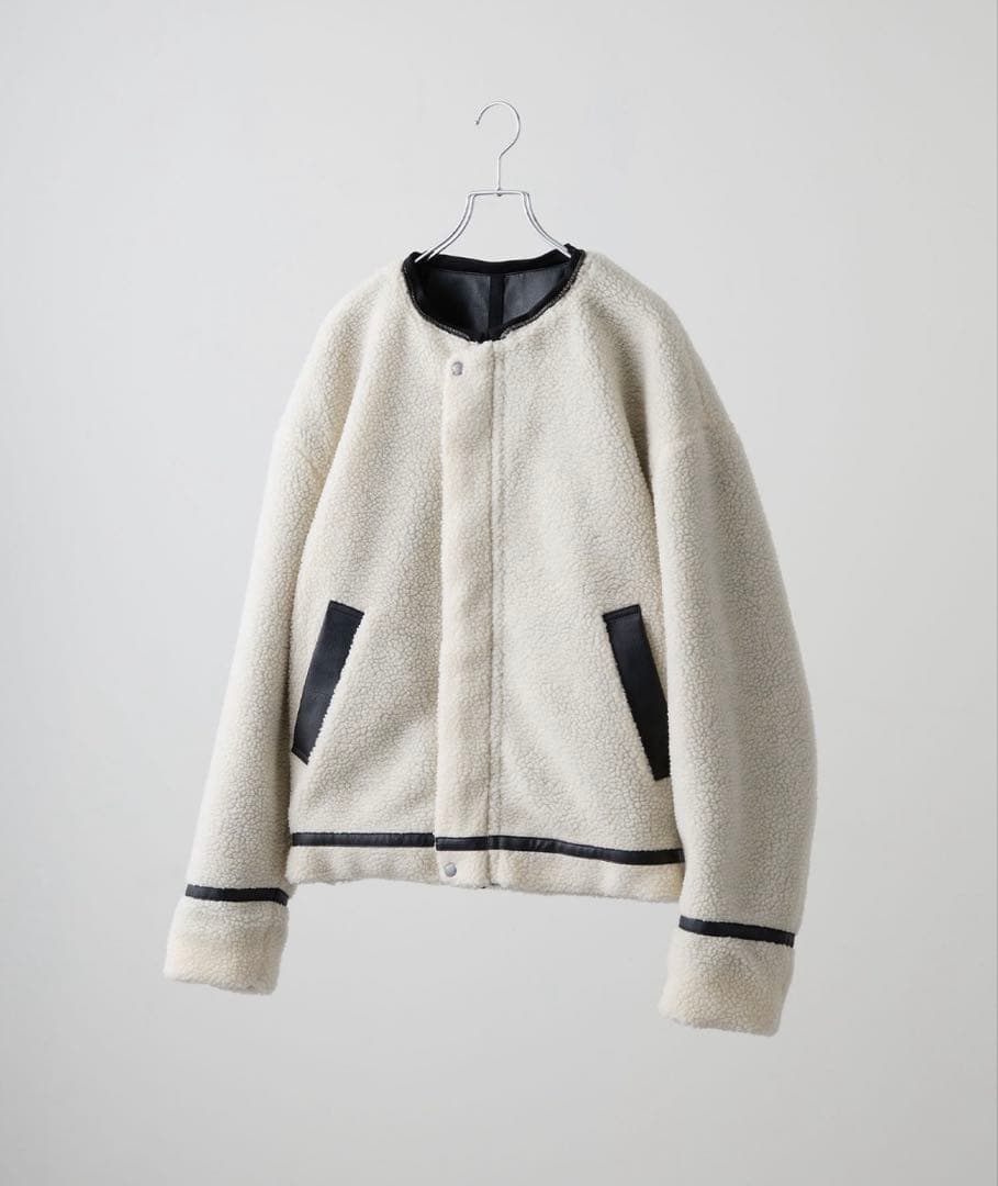 【CLEL】 4way リバーシブルフェイクムートンジャケット ネロピザ