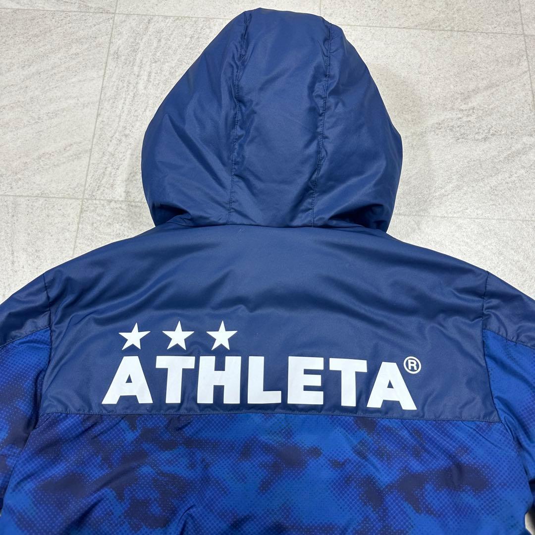 美品【ATHLETA】ベンチコート ロング 迷彩 カモフラ フード 中綿 M