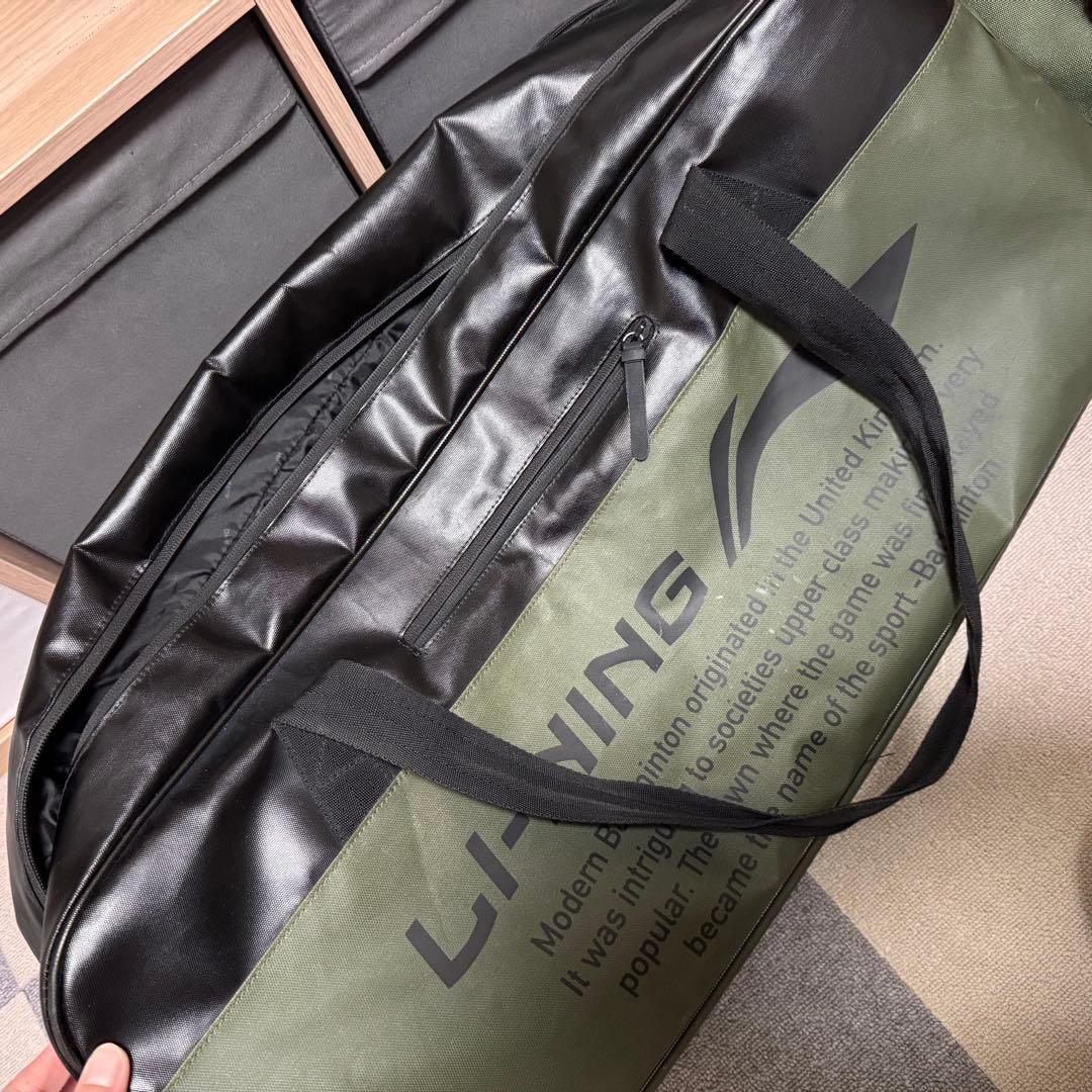 LI-NING バドミントンバッグ オリーブグリーン/ブラック