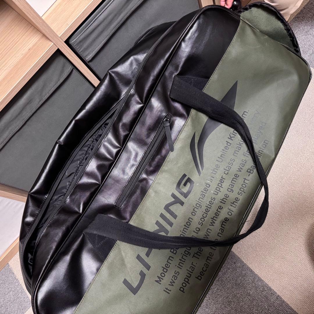 LI-NING バドミントンバッグ オリーブグリーン/ブラック