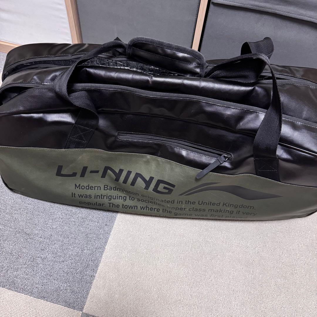 LI-NING バドミントンバッグ オリーブグリーン/ブラック
