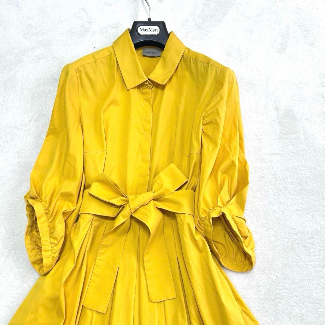 美品✨マックスマーラ　マレーラ　リボン　ベルト　フレアロングワンピース　40