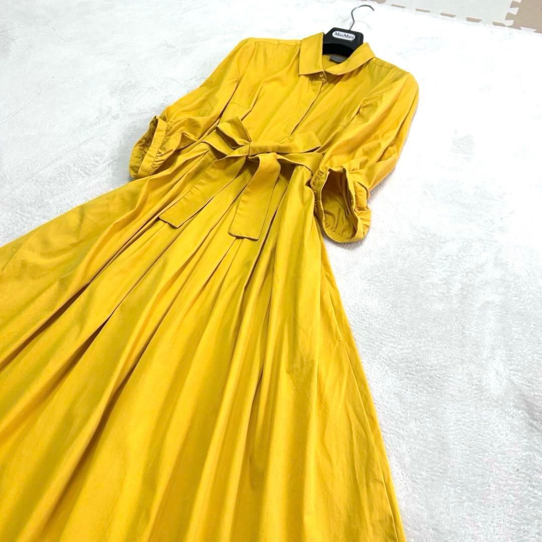 美品✨マックスマーラ　マレーラ　リボン　ベルト　フレアロングワンピース　40