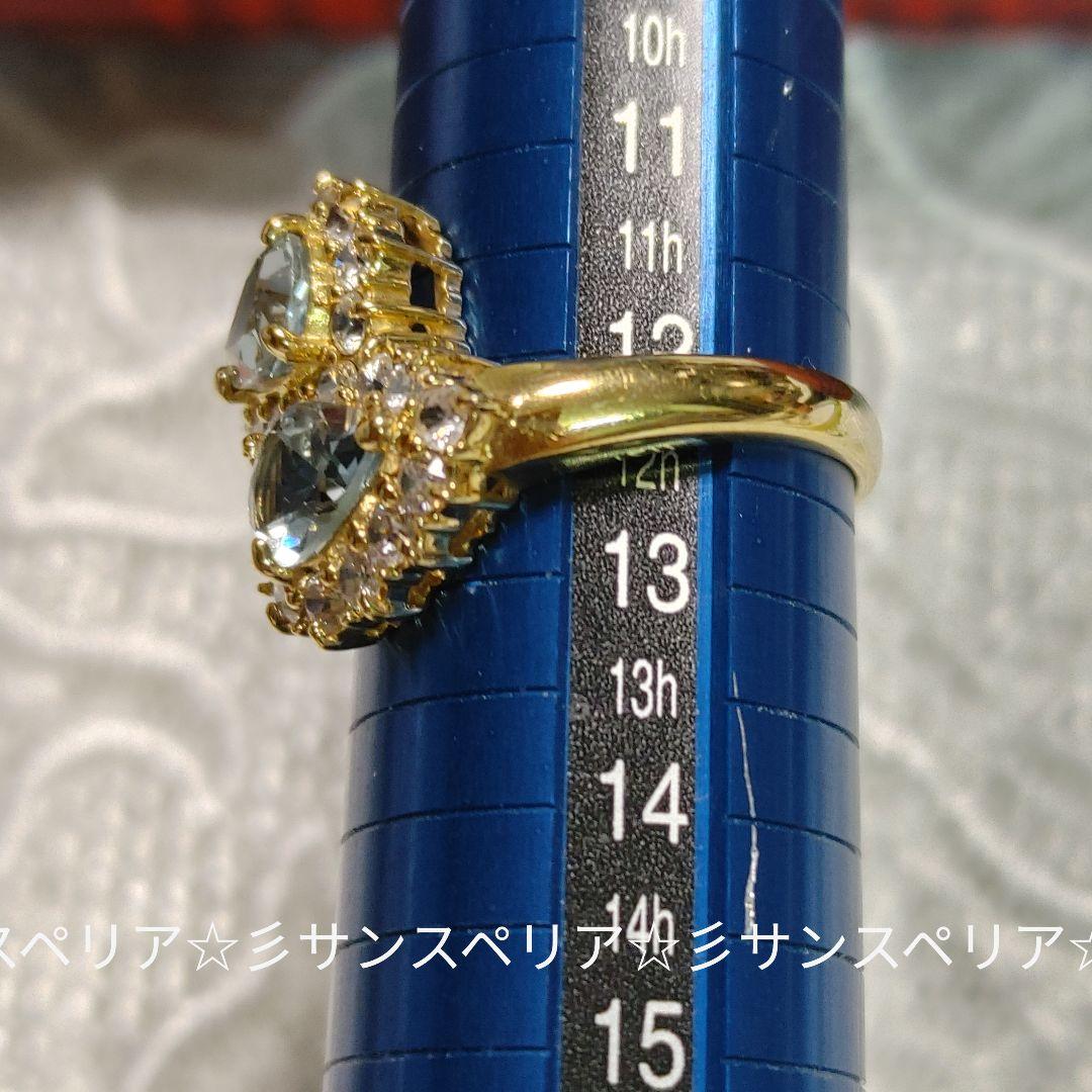 K18 アクアマリンとCZのデザインリング