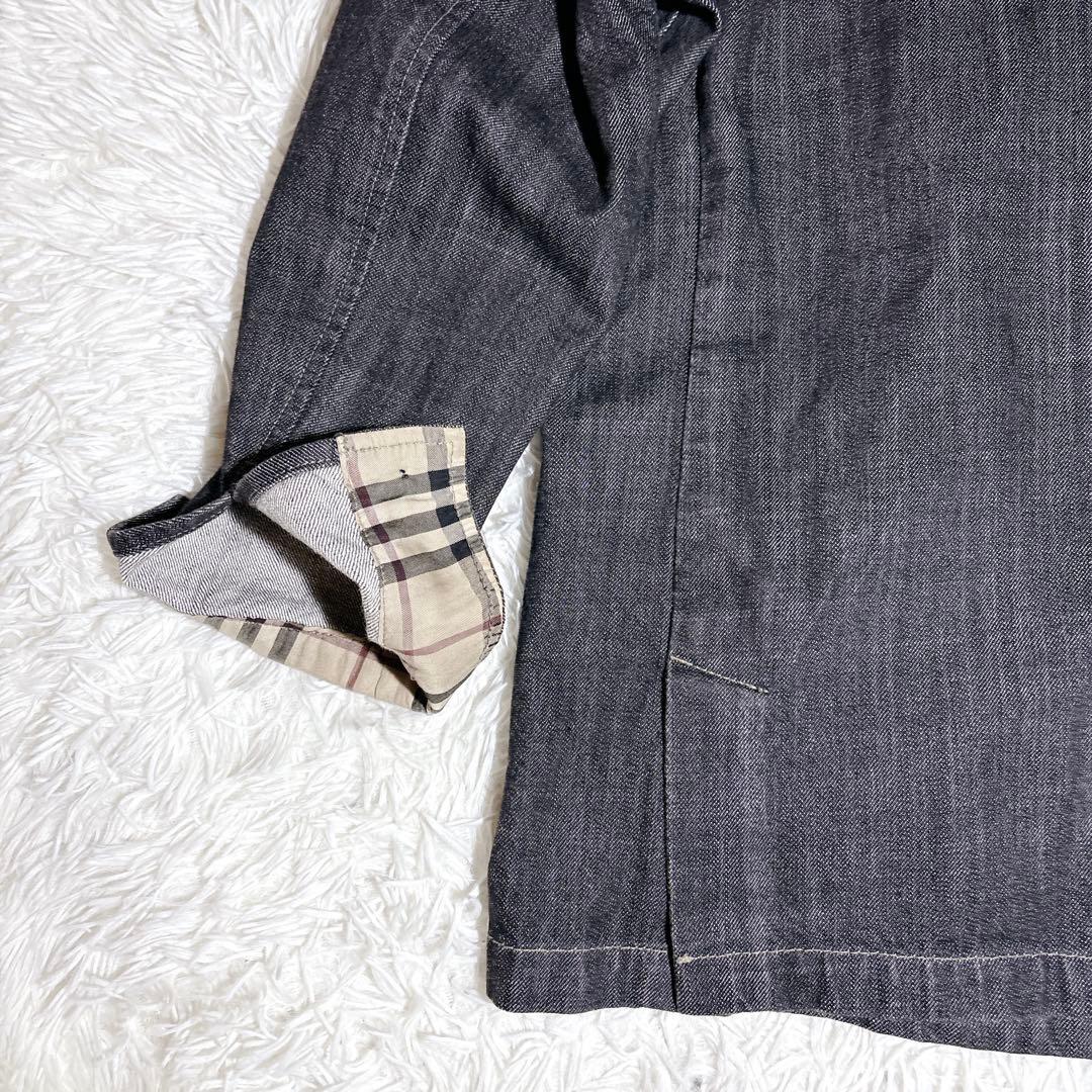バーバリーロンドン ブラックデニム ジャケット ノバチェック 日本製 M