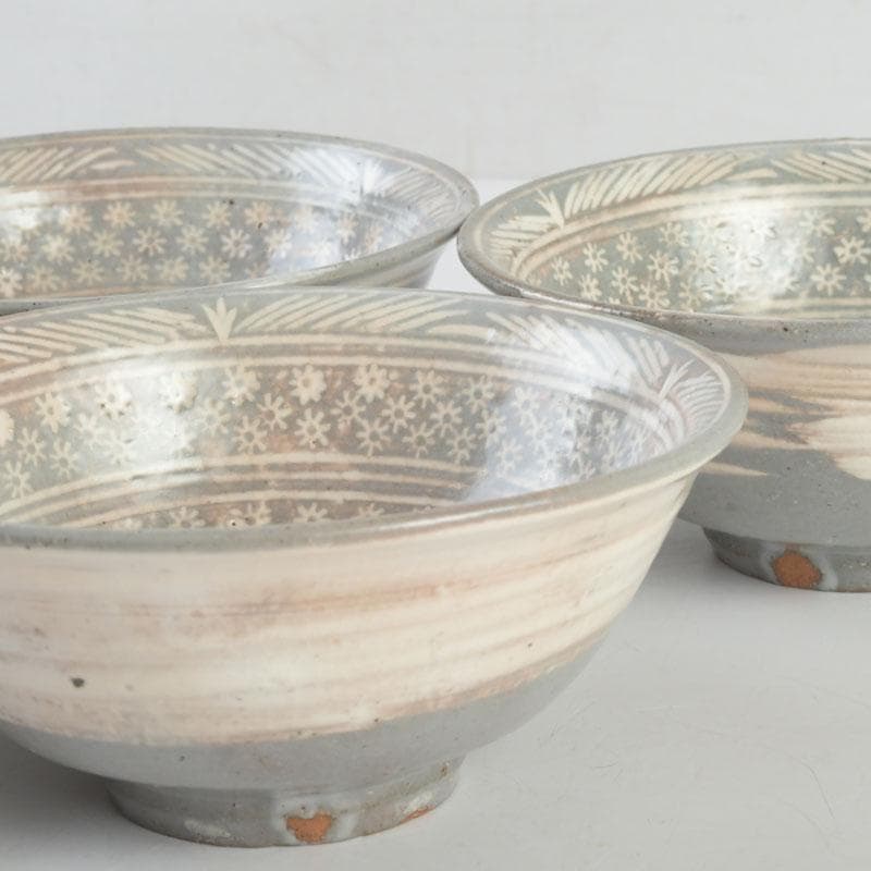 美優 茶道具　金海駕洛窯　三島　数茶碗　五客　共箱　V　9468