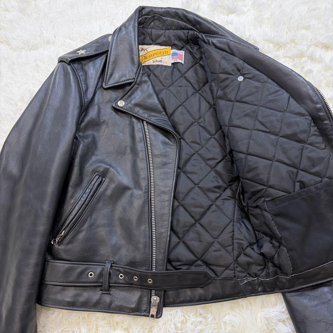 【美品】ショット 70s 613 ワンスター ダブルライダースジャケット 黒38