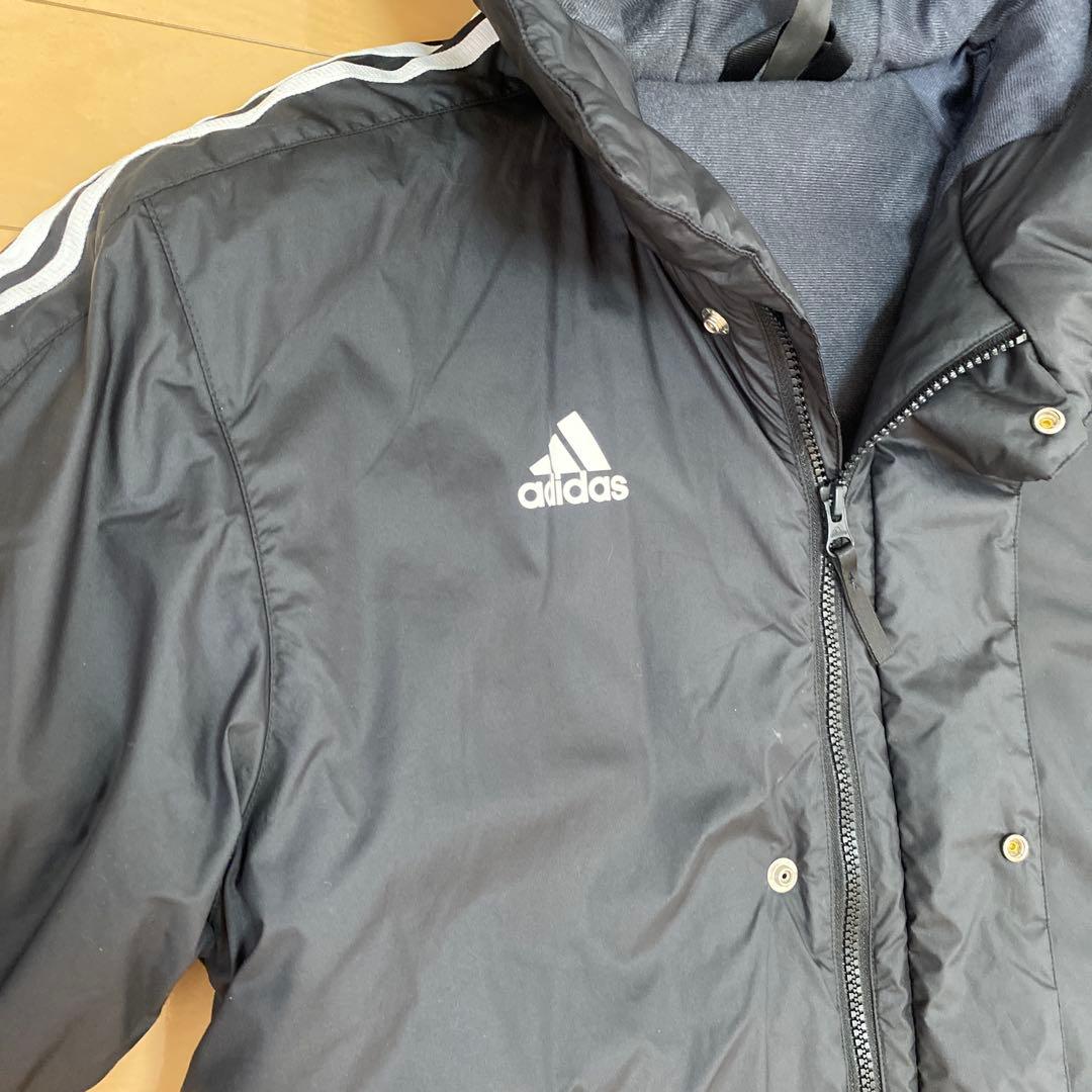 adidas フード付きスーパーロングベンチコート 黒