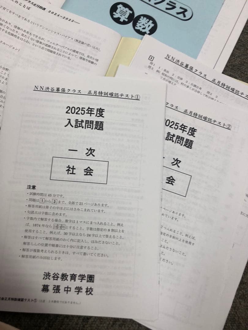 早稲田アカデミー6年　NN渋谷幕張　日曜講座/正月特訓他 中古　2025受験