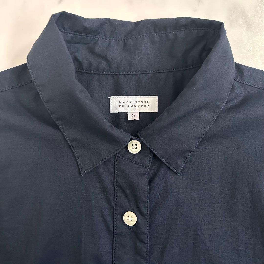 美品 マッキントッシュ フィロソフィー シャツワンピース ネイビー 36