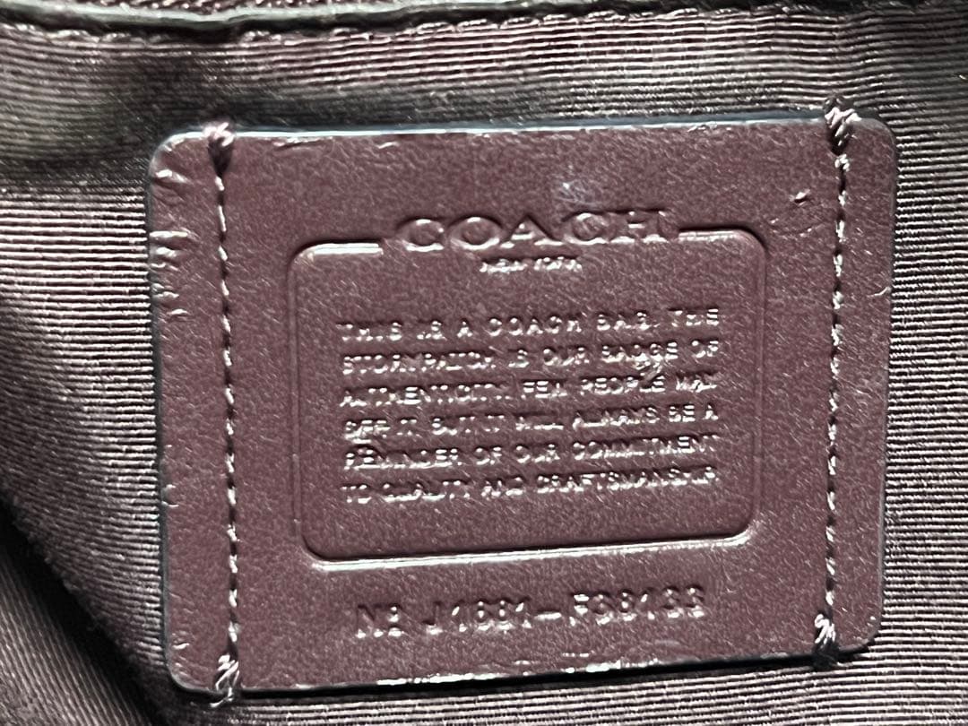 COACH 2wayハンドバッグ ショルダーバッグ ブラウン/ライムイエロー