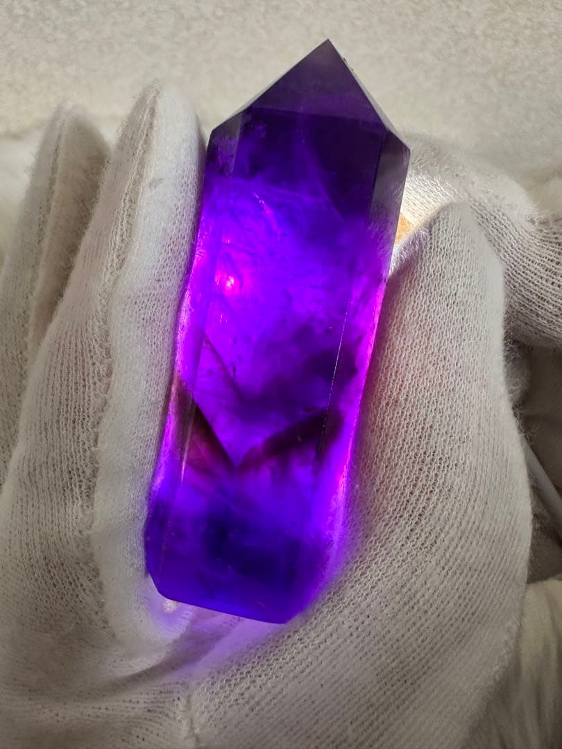 極美品 ボリビア産アメトリン ポイント 高発色 ファントム バイカラー水晶450