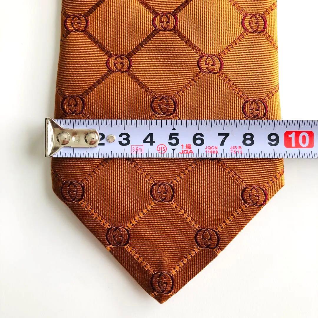 GUCCI ネクタイ 紋章柄 オレンジ