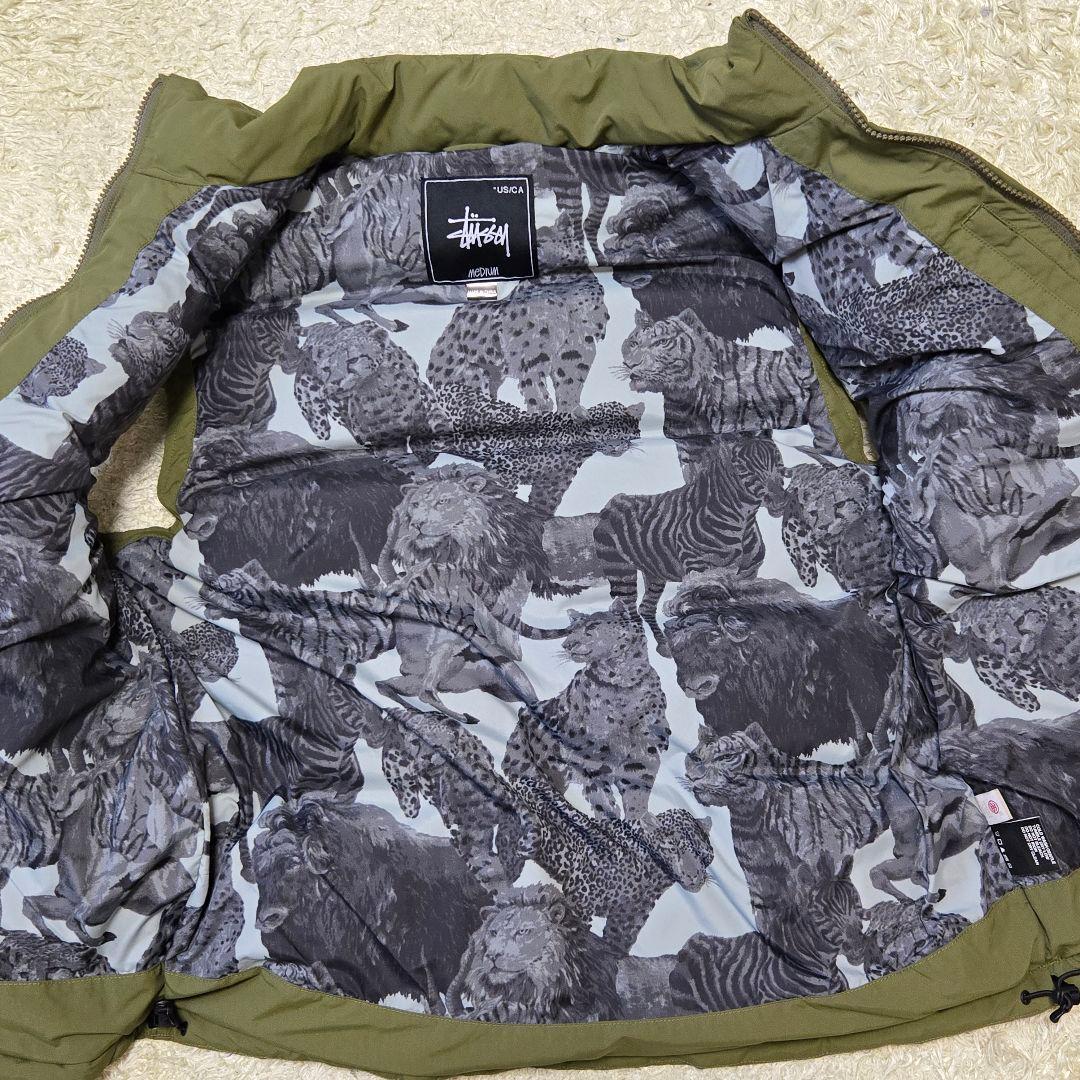 STUSSY/ステューシー 黒タグ 胸パッチ 裏アニマル柄 ダウン ベスト M